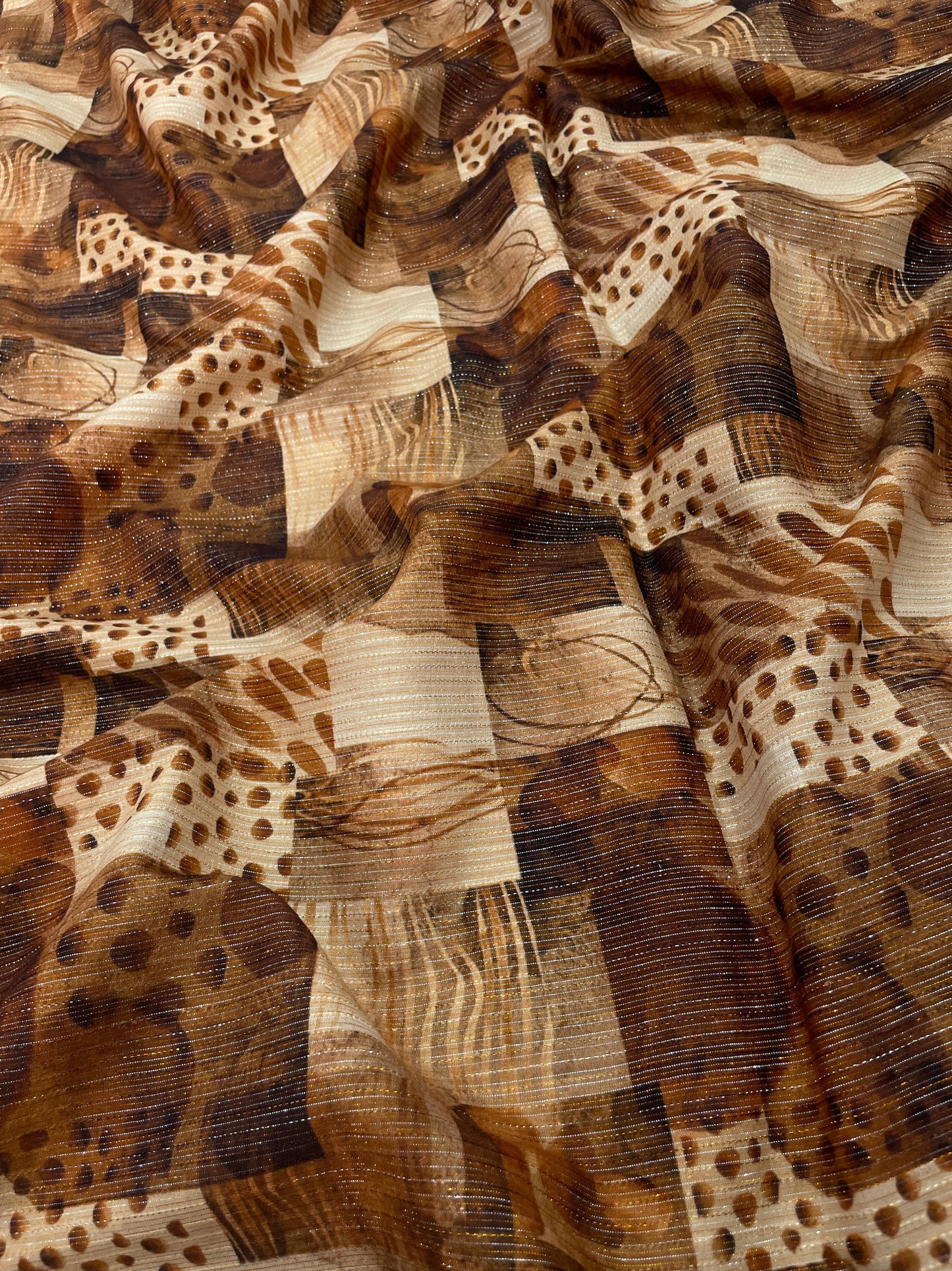 Cotton Self Stripes Embroidery With Print