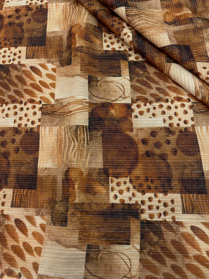 Cotton Self Stripes Embroidery With Print