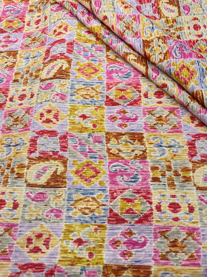 Cotton Self Stripes Embroidery With Print