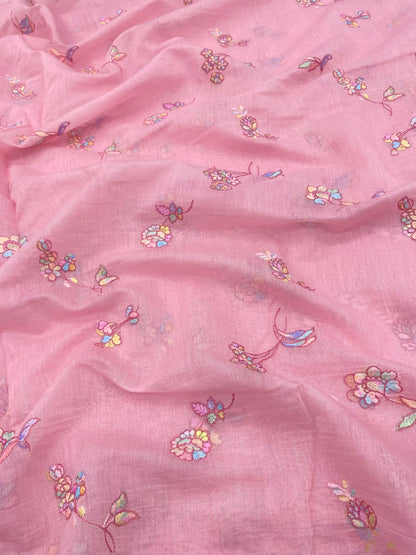 Chanderi Multithread Embroidery (Color Available) 44"Inch