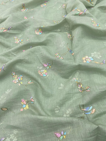Chanderi Multithread Embroidery (Color Available) 44"Inch