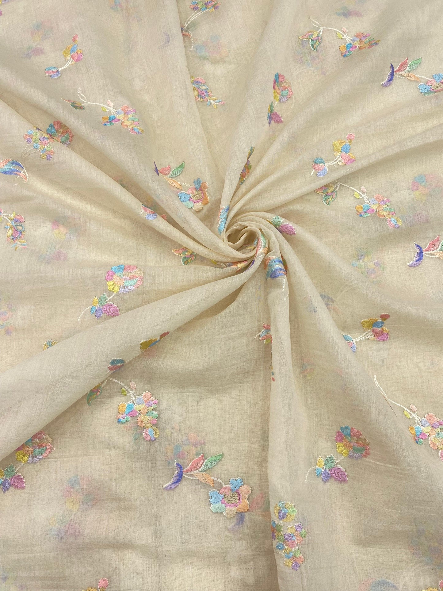 Chanderi Multithread Embroidery (Color Available) 44"Inch