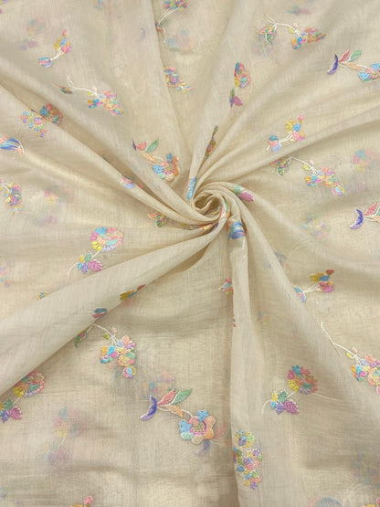 Chanderi Multithread Embroidery (Color Available) 44"Inch