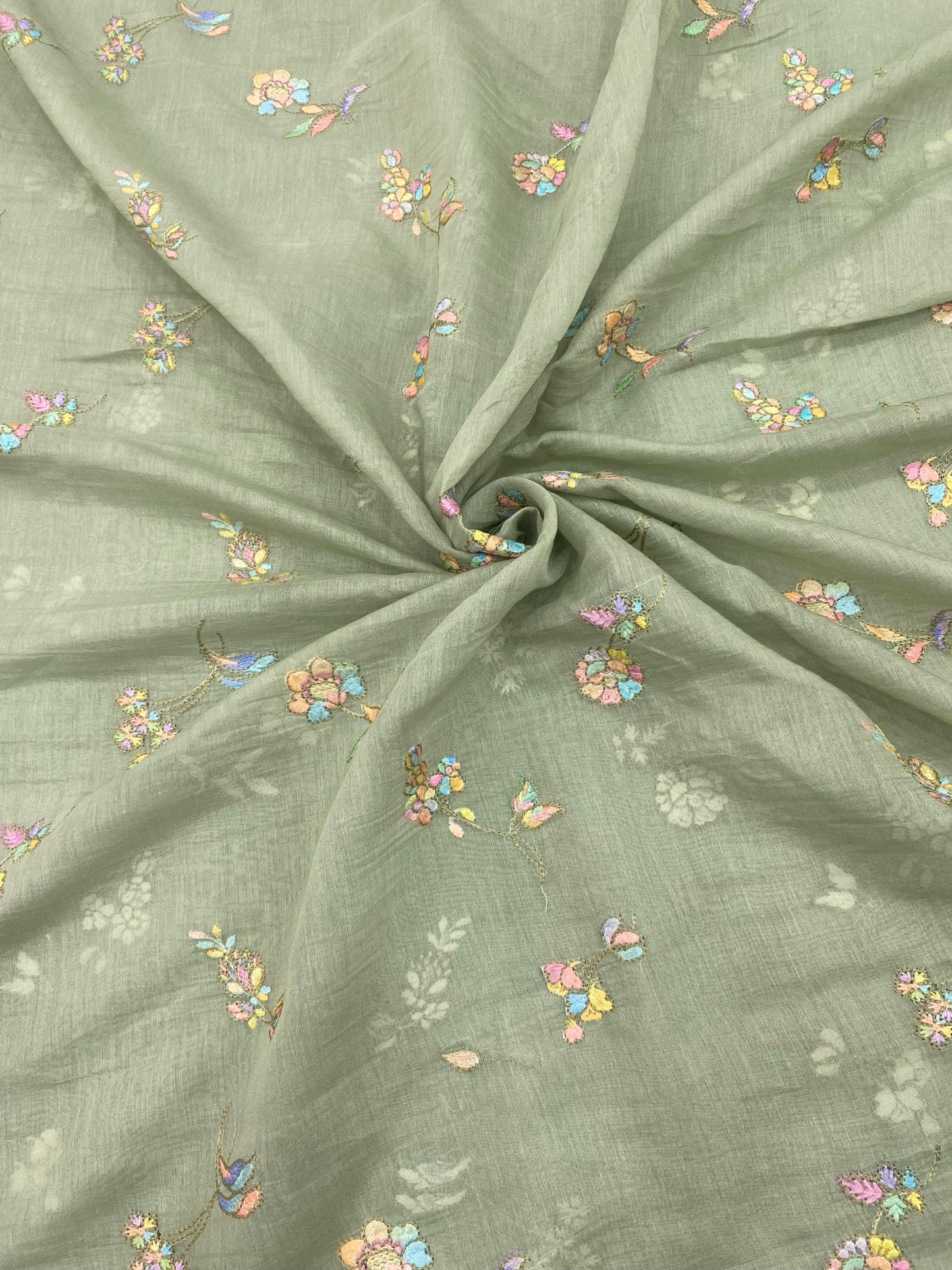 Chanderi Multithread Embroidery (Color Available) 44"Inch