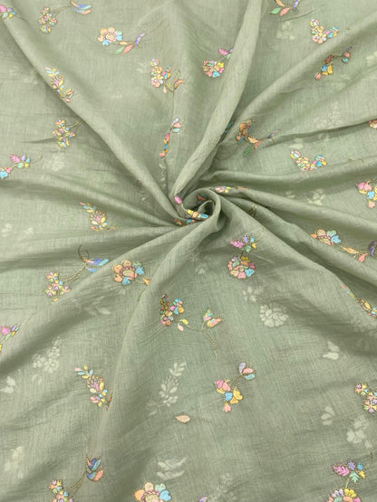 Chanderi Multithread Embroidery (Color Available) 44"Inch