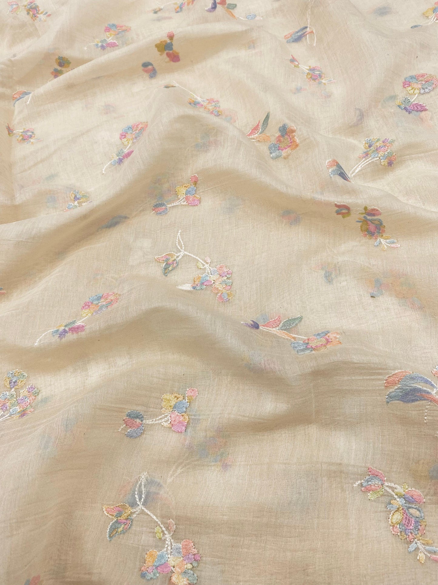 Chanderi Multithread Embroidery (Color Available) 44"Inch