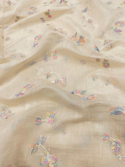 Chanderi Multithread Embroidery (Color Available) 44"Inch