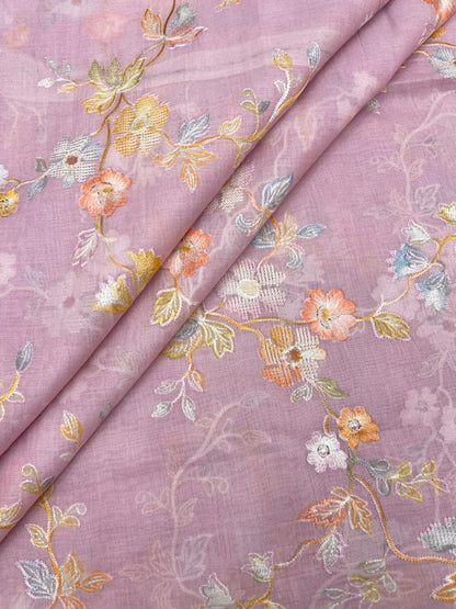 Chanderi Embroidery (Color Available) 44"Inch