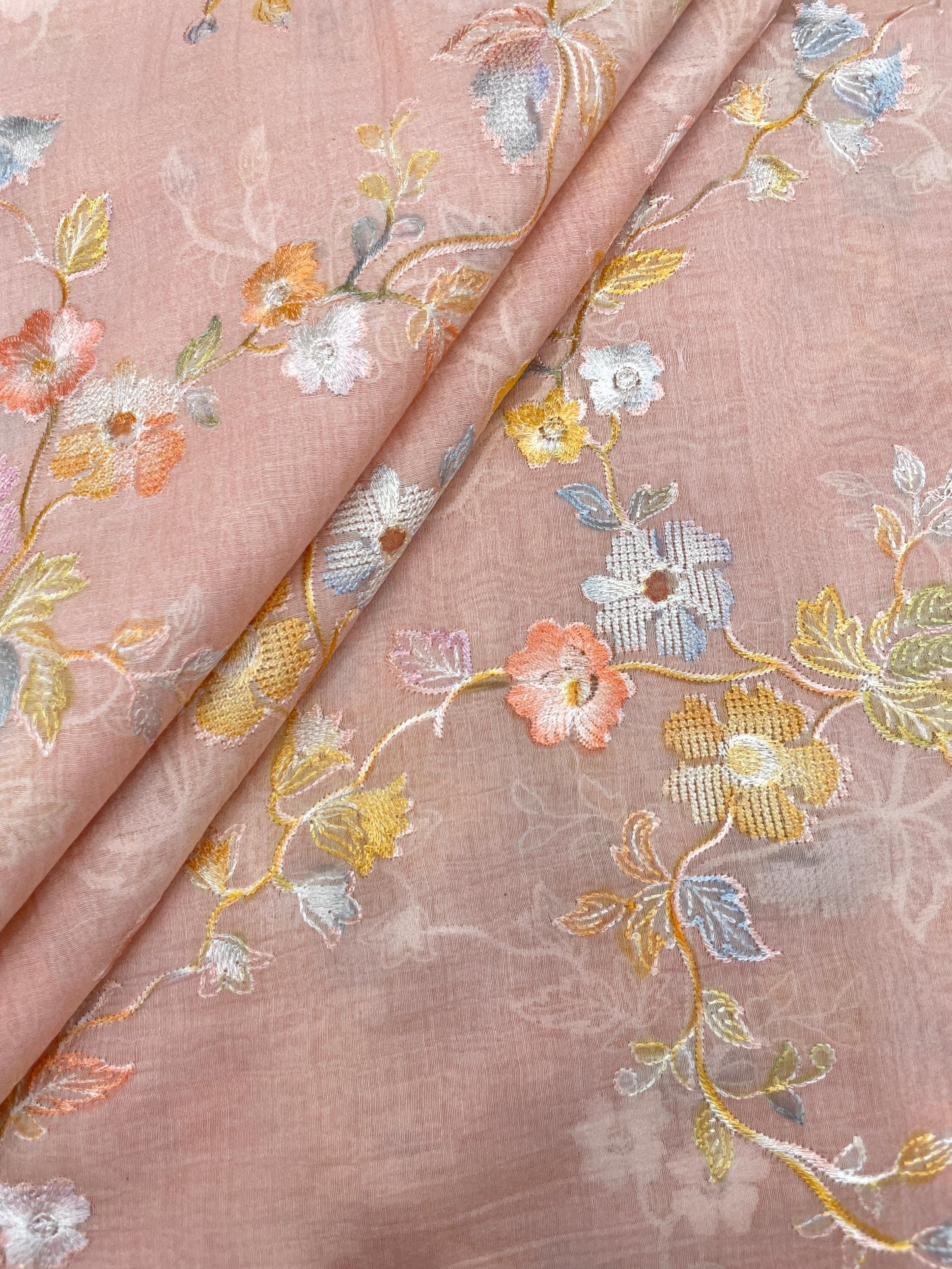 Chanderi Embroidery (Color Available) 44"Inch