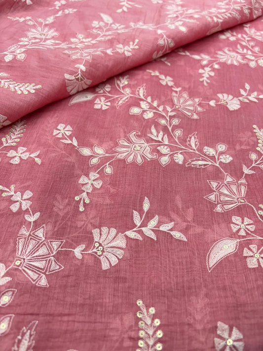 Chanderi Embroidery (Color Available) 44"Inch