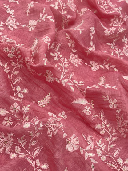 Chanderi Embroidery (Color Available) 44"Inch