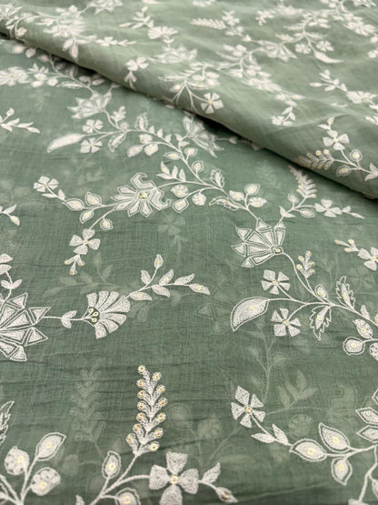 Chanderi Embroidery (Color Available) 44"Inch