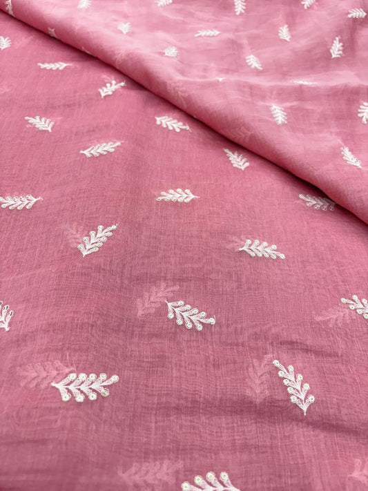 Chanderi Embroidery (Color Available) 44"Inch