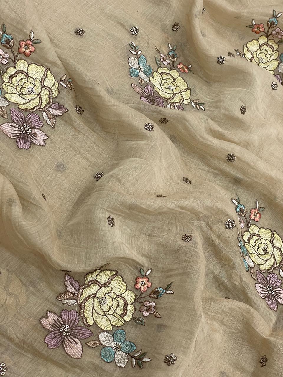 Chanderi Embroidery (Color Available) 44"Inch
