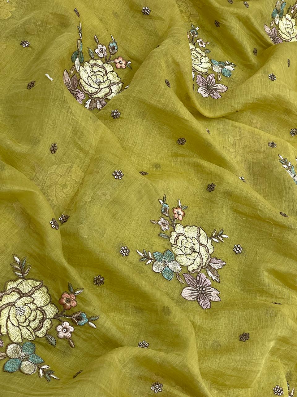 Chanderi Embroidery (Color Available) 44"Inch