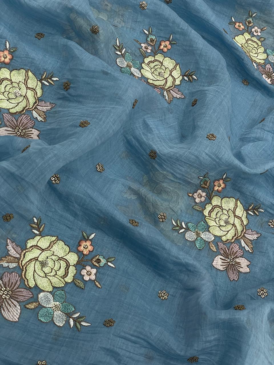 Chanderi Embroidery (Color Available) 44"Inch