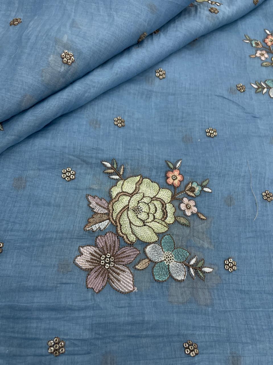 Chanderi Embroidery (Color Available) 44"Inch