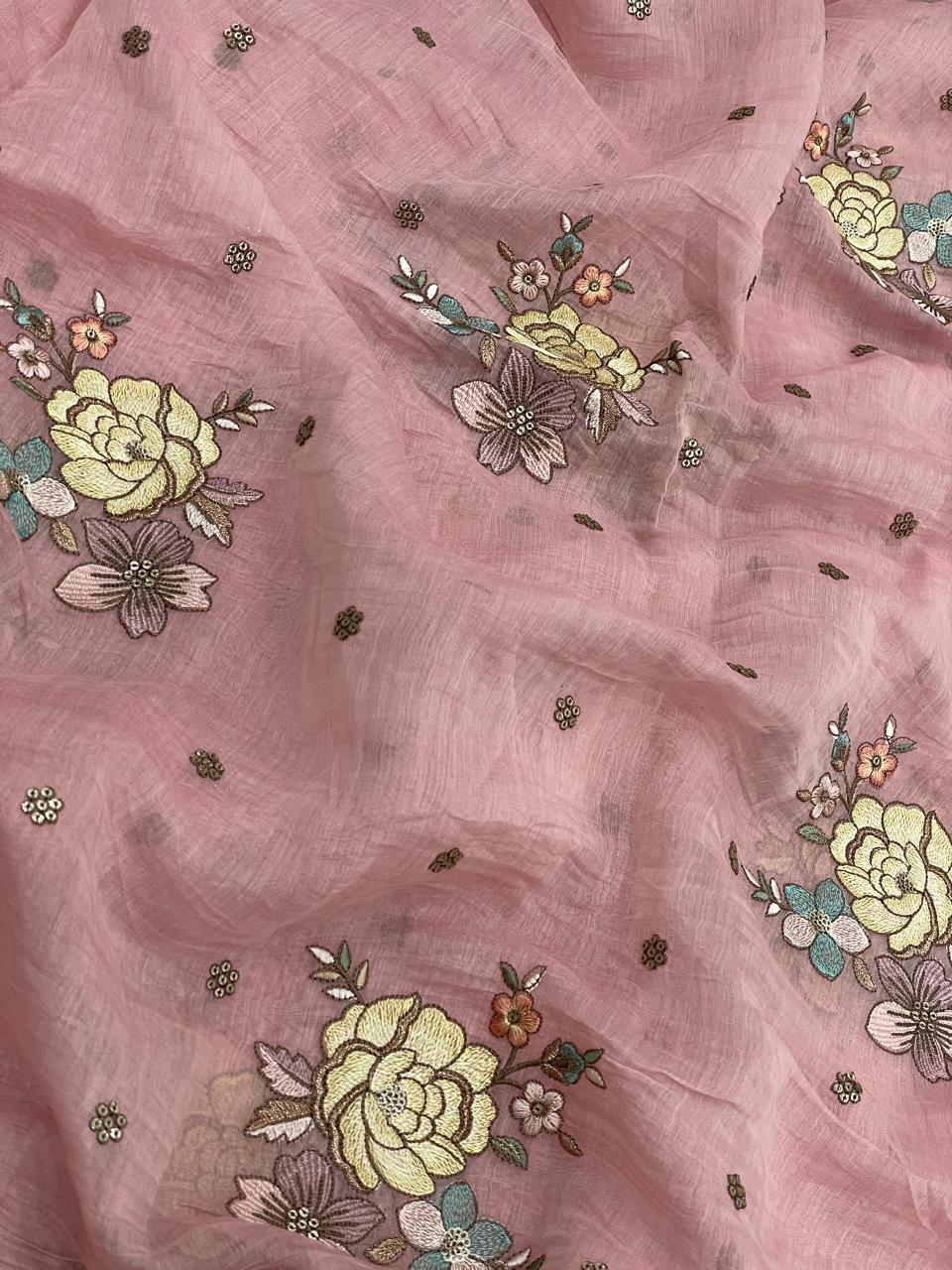 Chanderi Embroidery (Color Available) 44"Inch