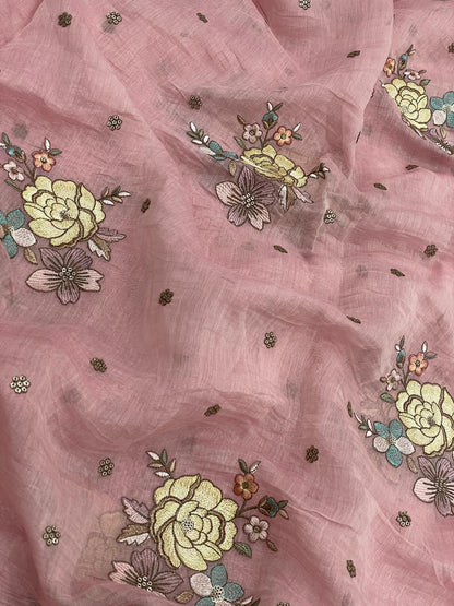 Chanderi Embroidery (Color Available) 44"Inch