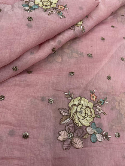 Chanderi Embroidery (Color Available) 44"Inch