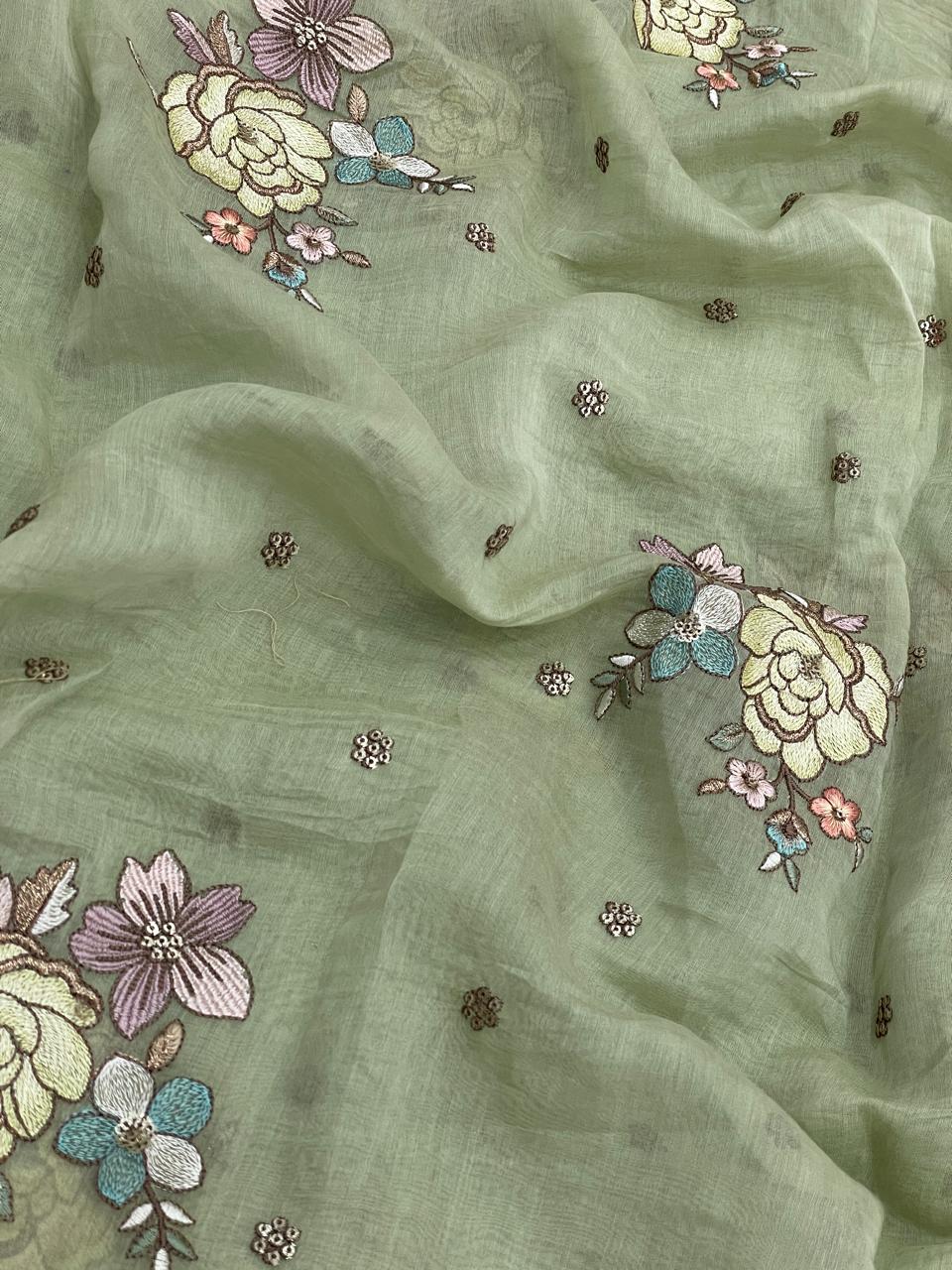 Chanderi Embroidery (Color Available) 44"Inch