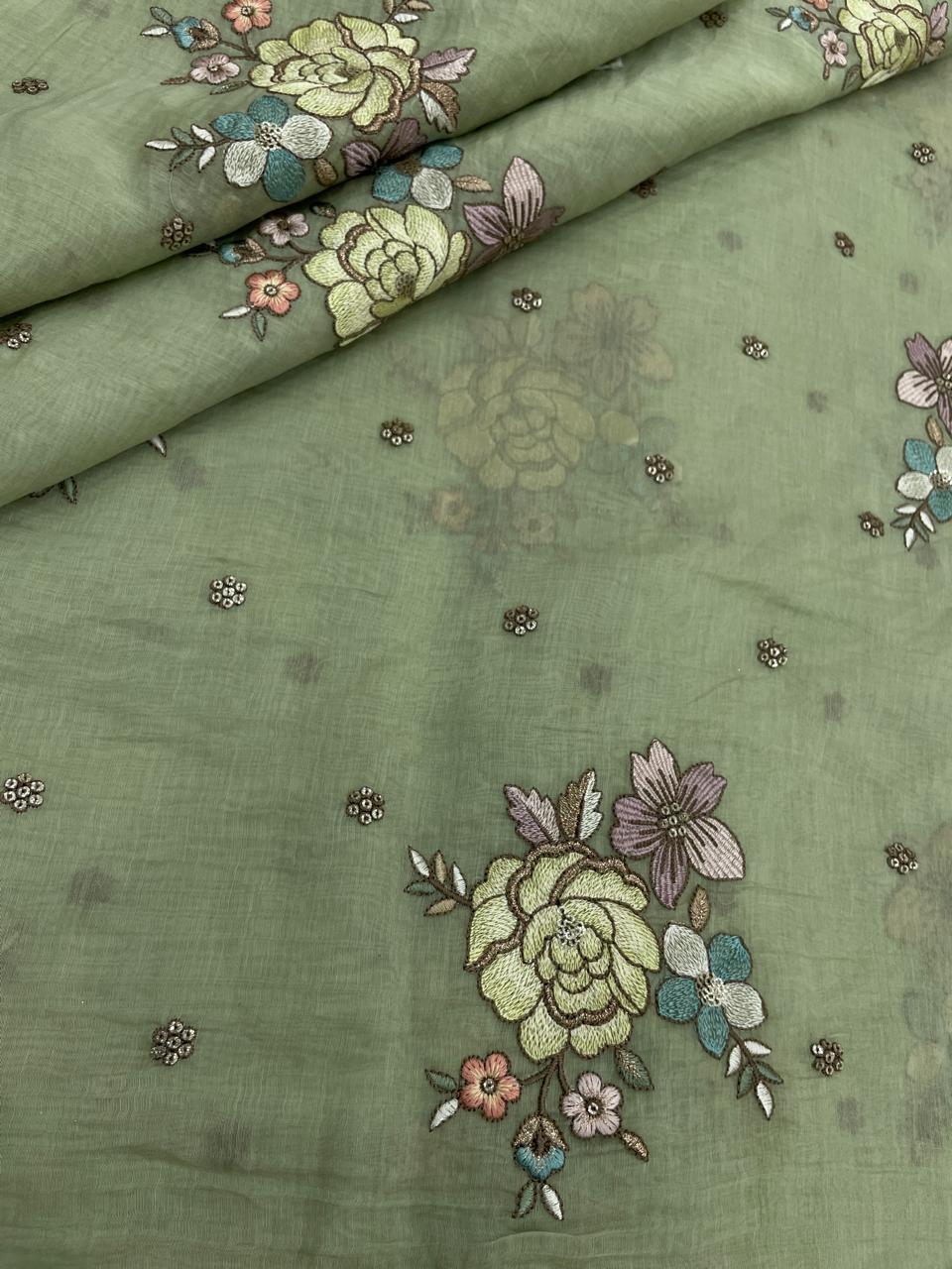 Chanderi Embroidery (Color Available) 44"Inch