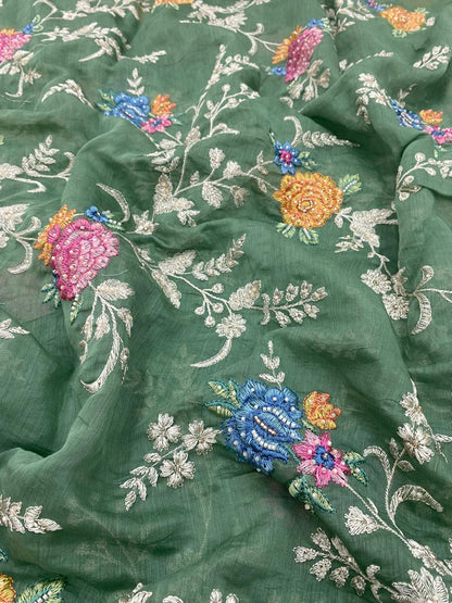 Chanderi Embroidery (Color Available) 44"Inch