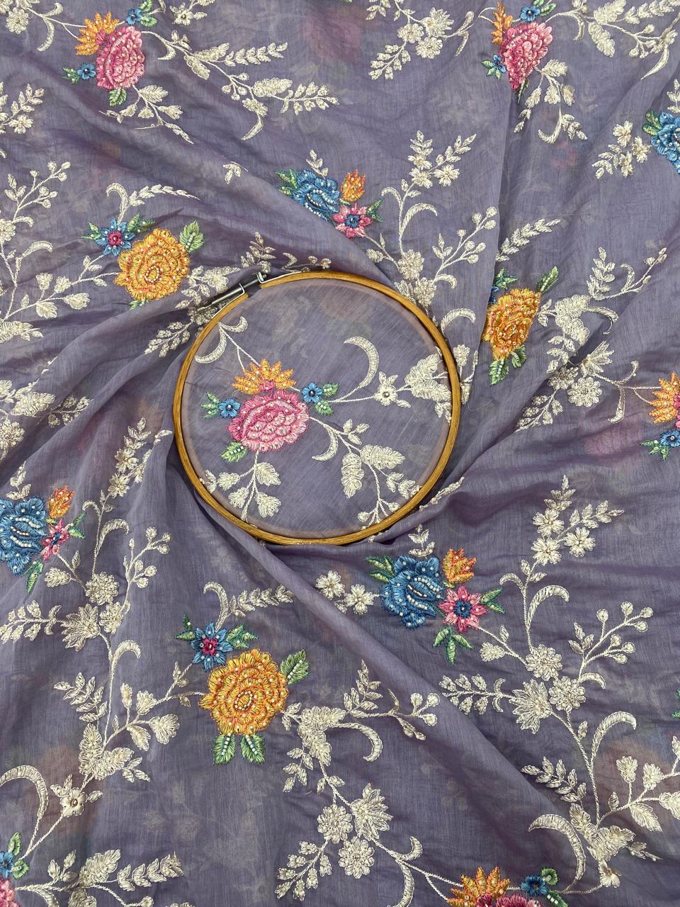 Chanderi Embroidery (Color Available) 44"Inch