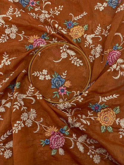Chanderi Embroidery (Color Available) 44"Inch