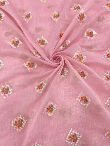 Chanderi Embroidery (Color Available) 44"Inch