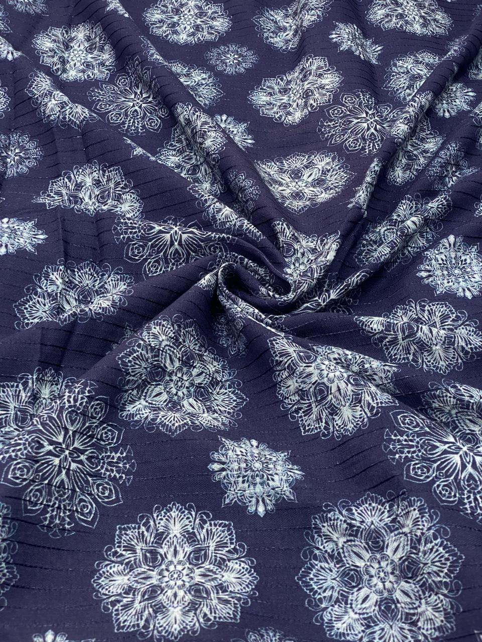 Cotton Self Stripes Embroidery With Print