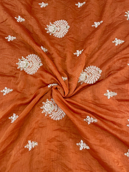 Chanderi Beads Embroidery (Color Available) 44"Inch