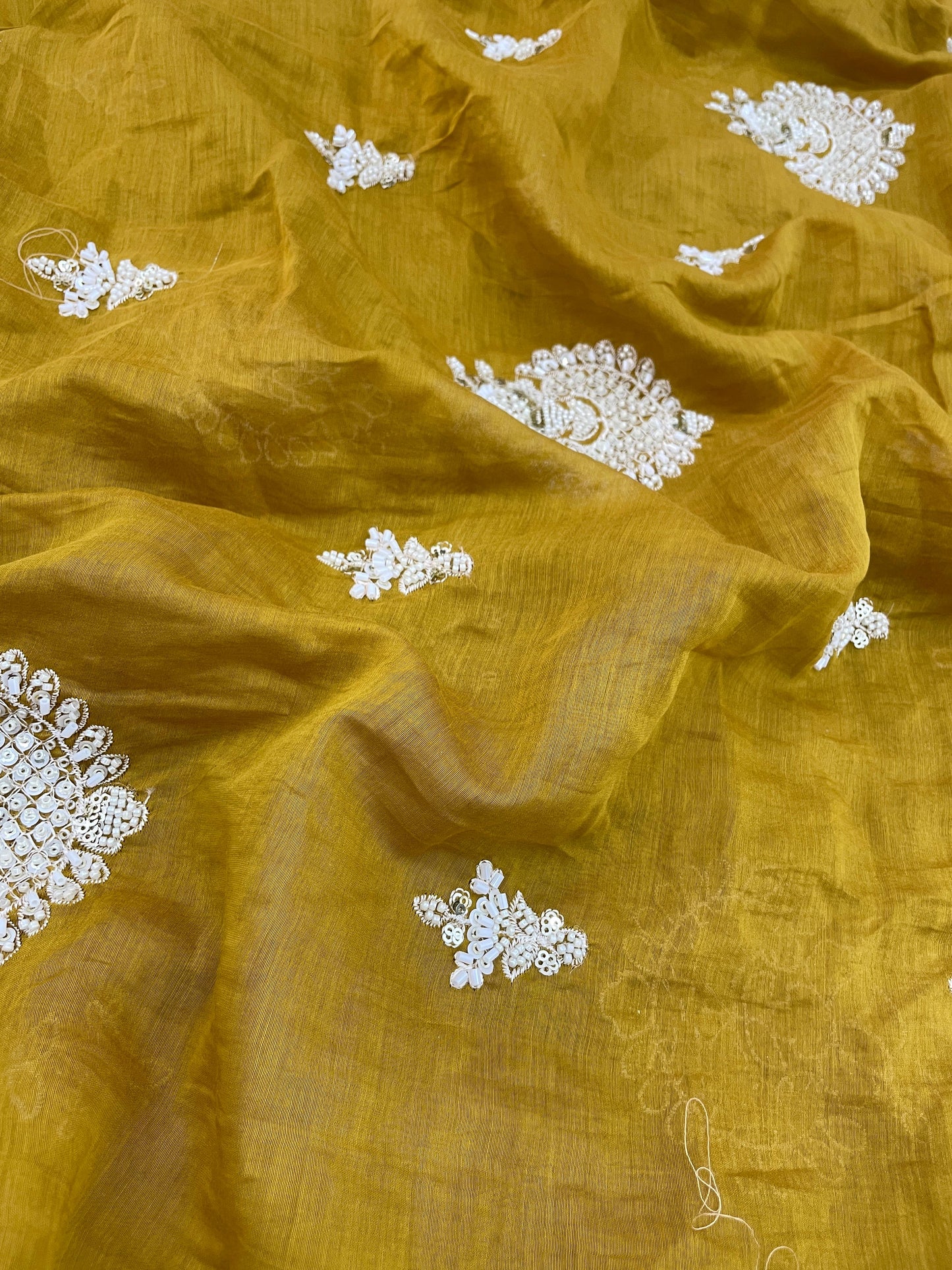 Chanderi Beads Embroidery (Color Available) 44"Inch