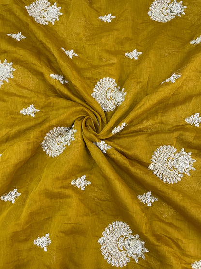Chanderi Beads Embroidery (Color Available) 44"Inch