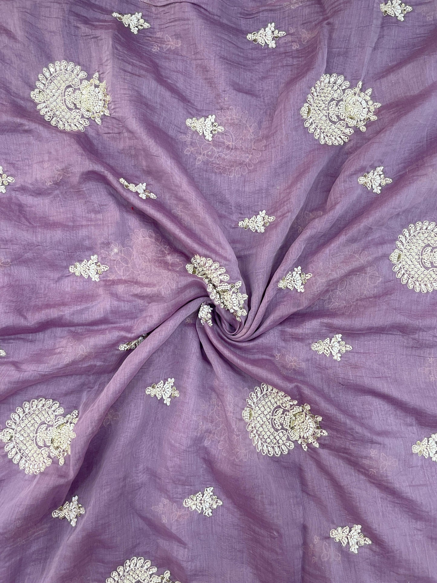 Chanderi Beads Embroidery (Color Available) 44"Inch