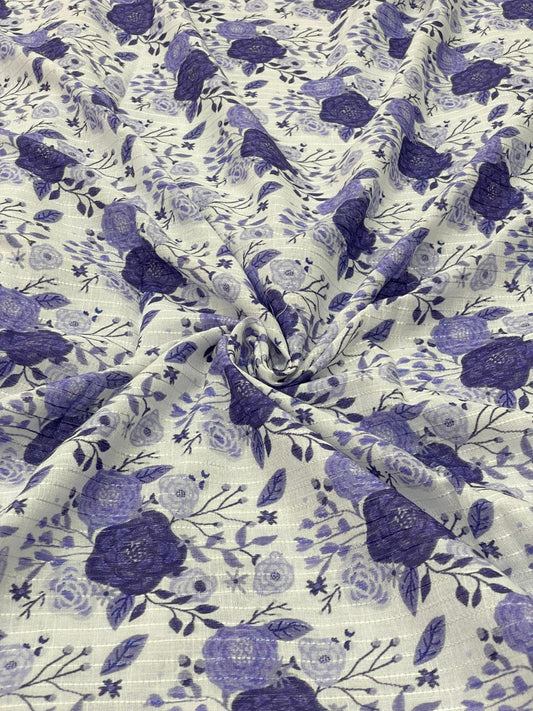 Cotton Self Stripes Embroidery With Print