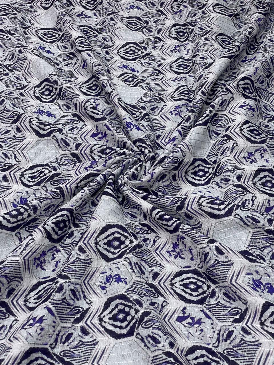 Cotton Self Stripes Embroidery With Print