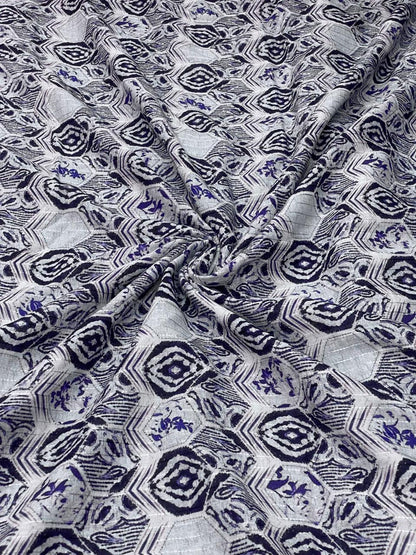 Cotton Self Stripes Embroidery With Print