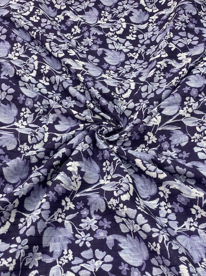 Cotton Self Stripes Embroidery With Print