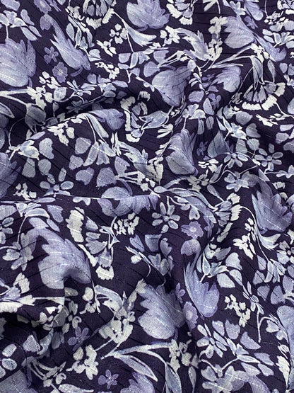 Cotton Self Stripes Embroidery With Print