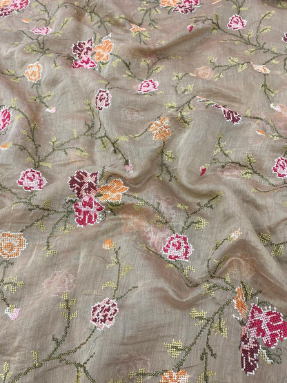 Chanderi Multithread Embroidery Fabrics (Colors Available)
