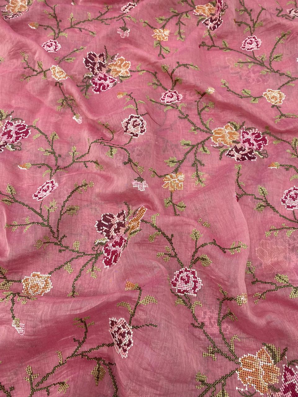 Chanderi Multithread Embroidery Fabrics (Colors Available)