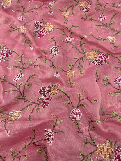 Chanderi Multithread Embroidery Fabrics (Colors Available)