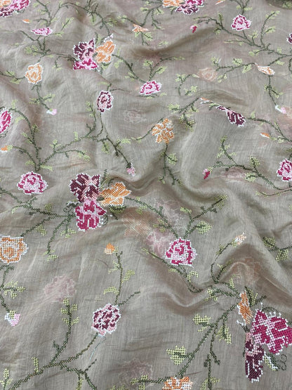 Chanderi Multithread Embroidery Fabrics (Colors Available)