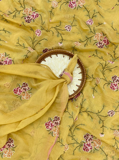 Chanderi Multithread Embroidery Fabric Set (colors available)