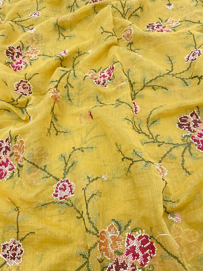 Chanderi Multithread Embroidery Fabrics (Colors Available)