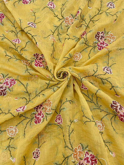 Chanderi Multithread Embroidery Fabrics (Colors Available)