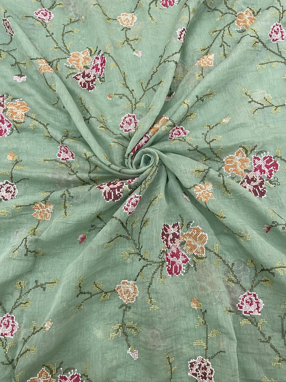 Chanderi Multithread Embroidery Fabrics (Colors Available)