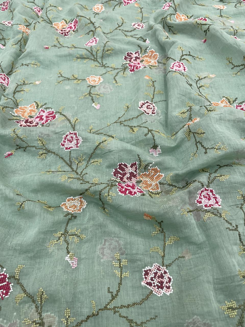 Chanderi Multithread Embroidery Fabrics (Colors Available)