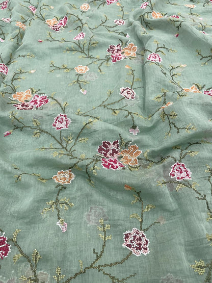 Chanderi Multithread Embroidery Fabrics (Colors Available)